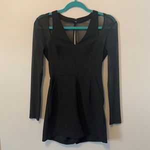 BCBGeneration mesh sleeve shrug romper